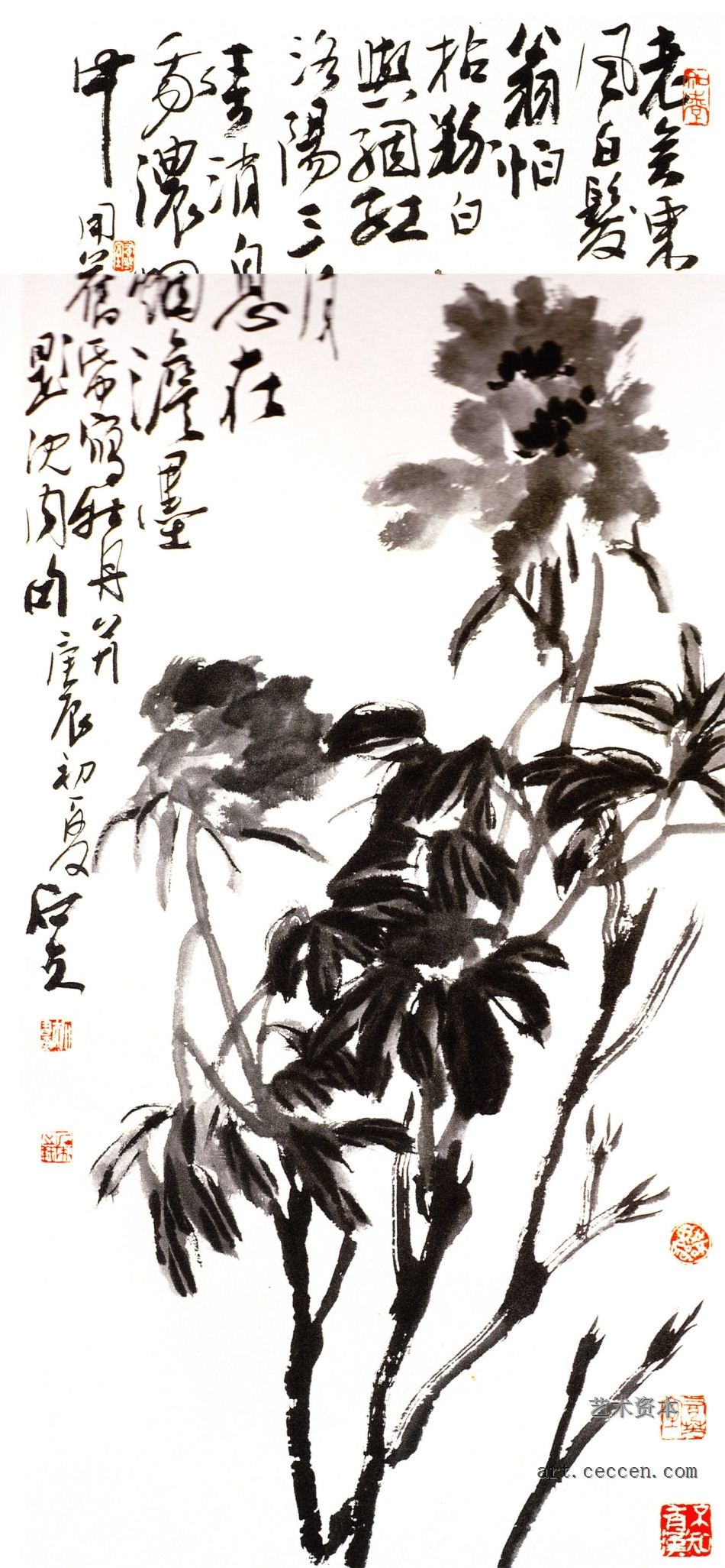 墨牡丹 112x51cm 纸本墨笔 2000年 郭石夫